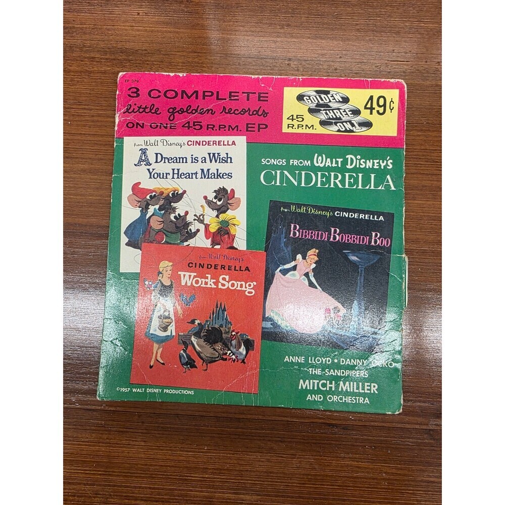 Disney's Cinderella EP Record 1957 Little Golden Records Children's 45 RPM
